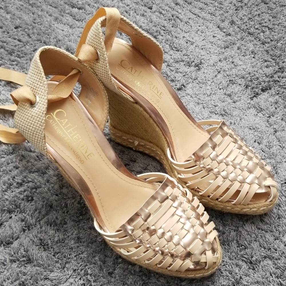 Lace up espadrilles wedge sandal